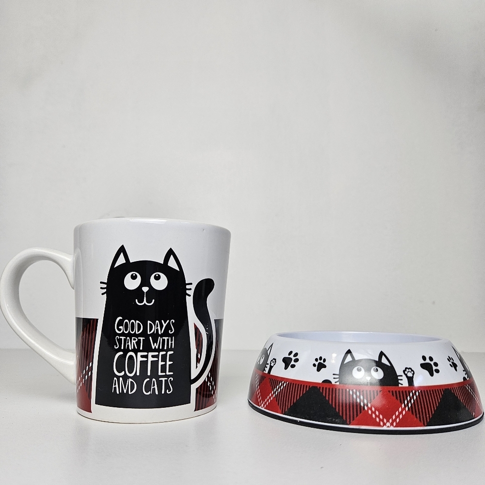 Cats Mug Matching Mug With Pet Bowl Nwot